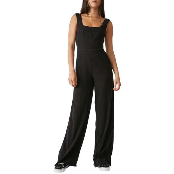 Free People Pants - Free People NWT Sleeveless Iris Wide Leg Jumpsuit Black Size L